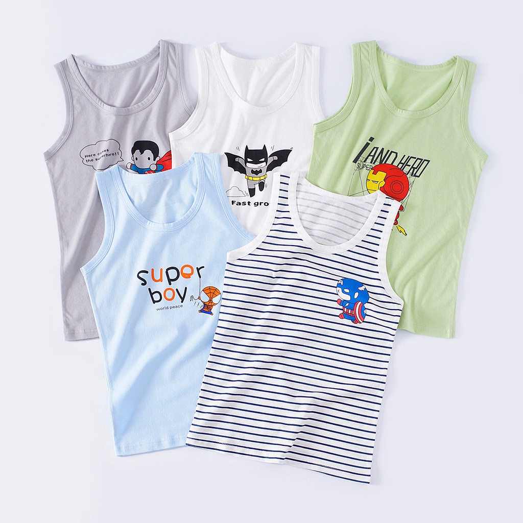 Áo ba lỗ bé trai áo ba lỗ cho bé in hình ngộ nghĩnh chất cotton hàng xuất dư