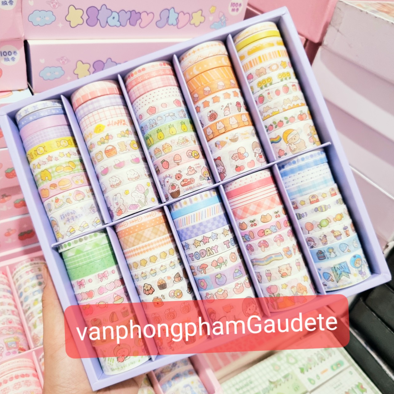 Hộp 100 cuộn băng dính washi_washi_trang_trí