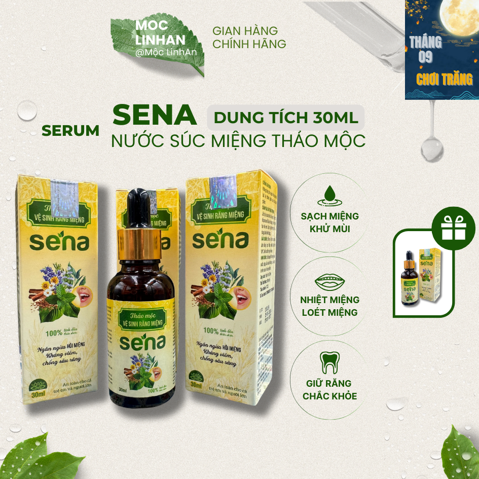 SERUM SENA [Combo03 chai] nước súc miệng thảo mộc ngừa nhiệt miệng hôi miệng sâu răng 30ml