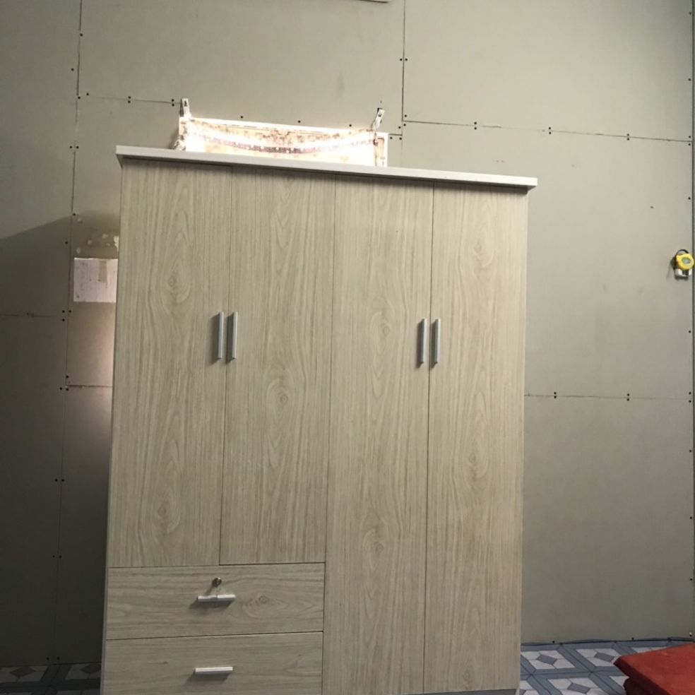 Tủ 4 cánh 2 buồng giả gỗ sồi 1m7x1m25x42cm, tủ nhựa đài loan, tủ quần áo người lớn, tủ nhựa, tủ đựng quần áo