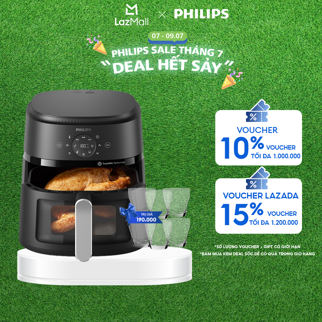 Nồi Chiên Không Dầu cảm ứng Philips NA231/00 - 13trong1 |6.2L|RapidAir Chín đều không lật trở- BH 2 năm - Hàng Phân Phối Chính Hãng
