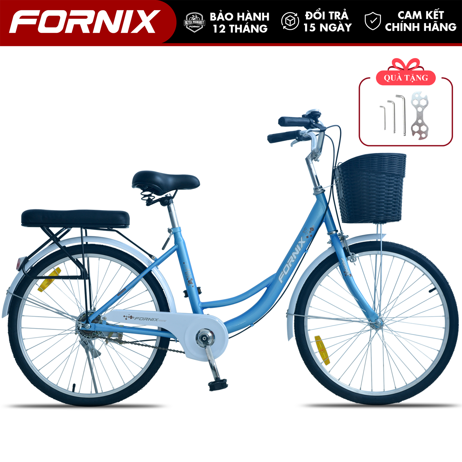 Xe Đạp Phổ Thông Nữ FORNIX IOL24 Khung Thép Vòng Bánh 24 Inche Bảo Hành 24 Tháng