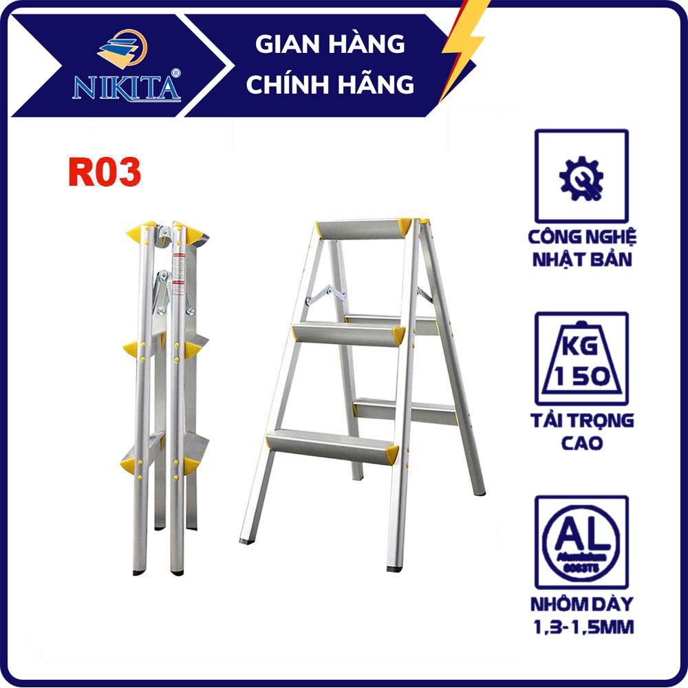 Thang nhôm gia đình 3 bậc - hàng chính hãng - nikita r03