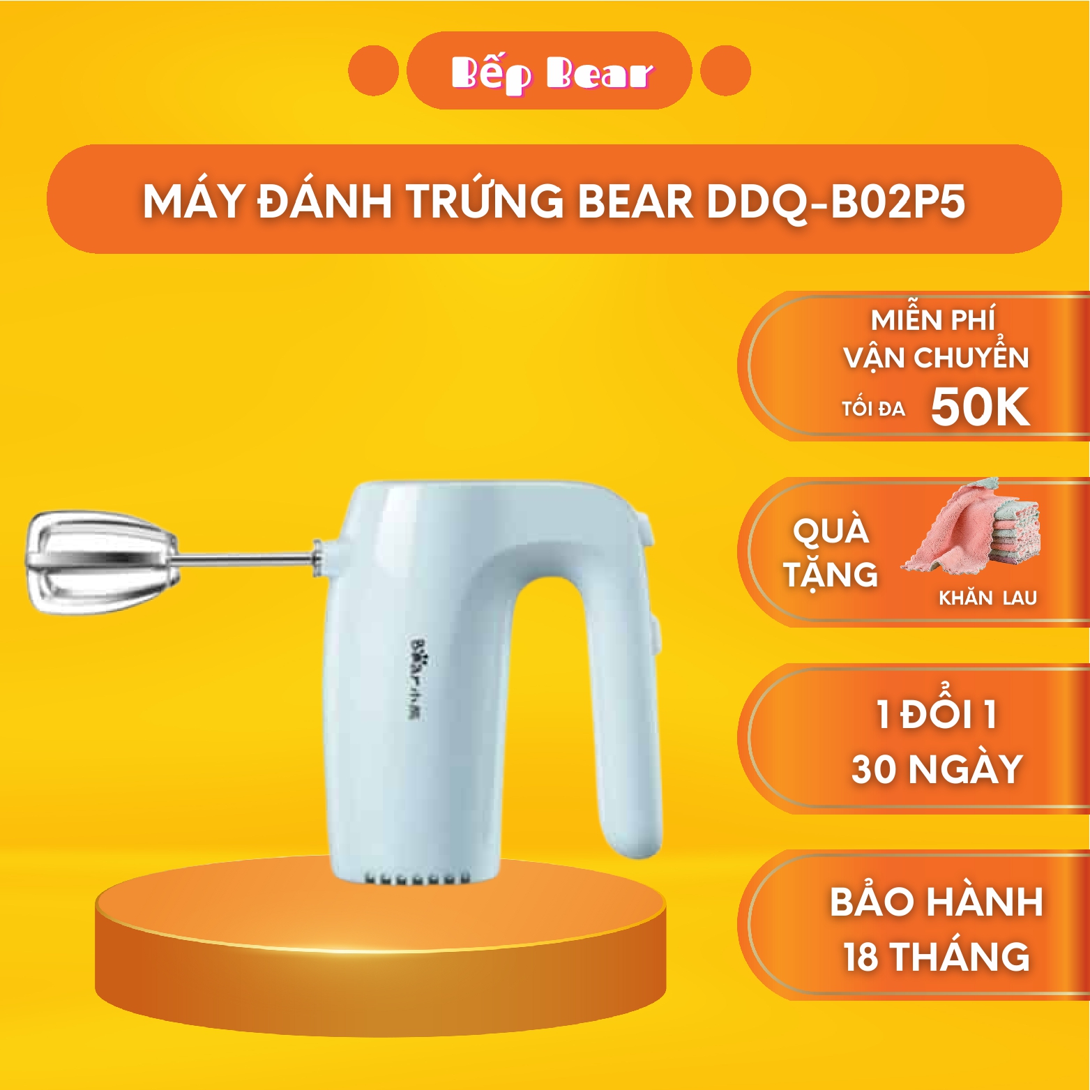 Máy đánh trứng cầm tay bear ddq-b02p5_máy cầm tay mini_bảo hành 12 tháng