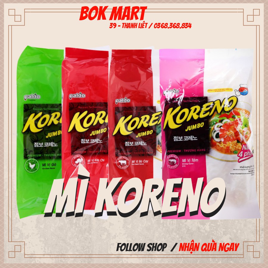 Mì koreno jumbo hàn quốc 1kg gà - tôm - bò cay - kim chi