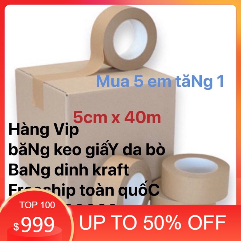 Băng dính giấy da bò - băng keo kraft viết được và không viết được khổ 5cm x 40m