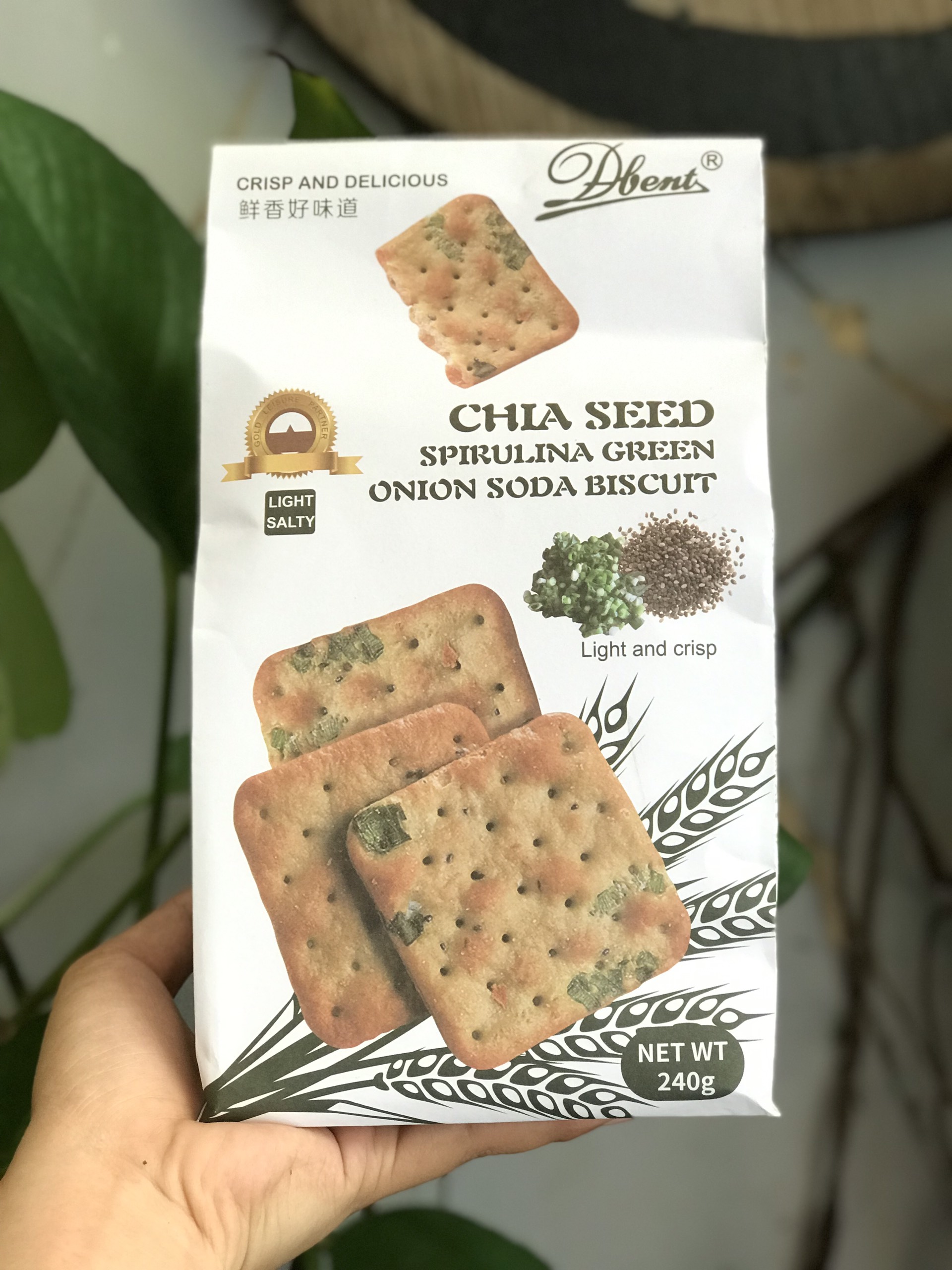 Bánh Quy Mặn Ăn Kiêng Dbent Soda Biscuit Vị Hạt Chia Hành Lá (Túi giấy 240g)