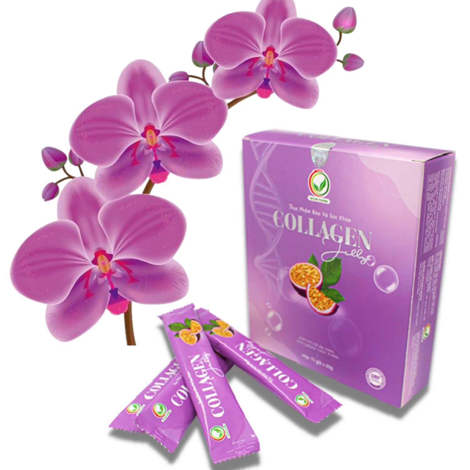 Thạch Collagen Chanh Dây COLLAGEN JELLY hộp 15 gói