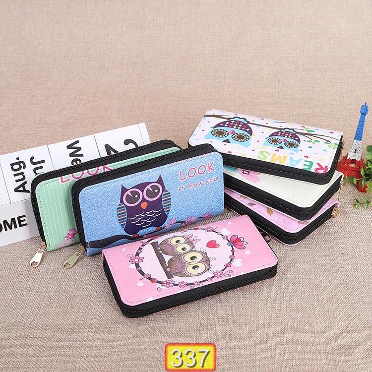 Ví bóp cầm tay da nữ mini hàn quốc 337 cú mèo look dreamlife khóa kéo