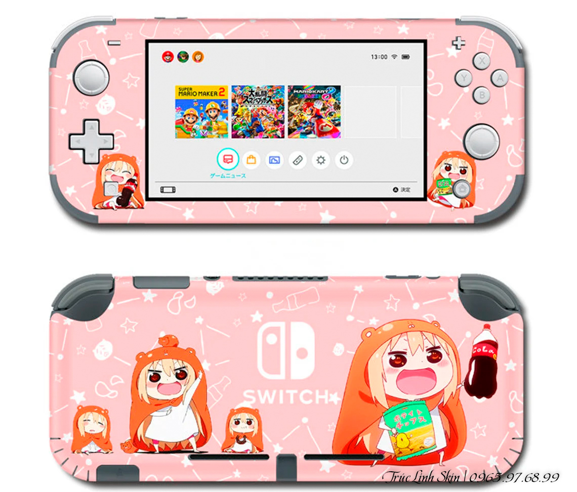 Skin decal dán Nintendo Switch Lite mẫu Umaru pink color (đã cắt sẵn, dễ dán)
