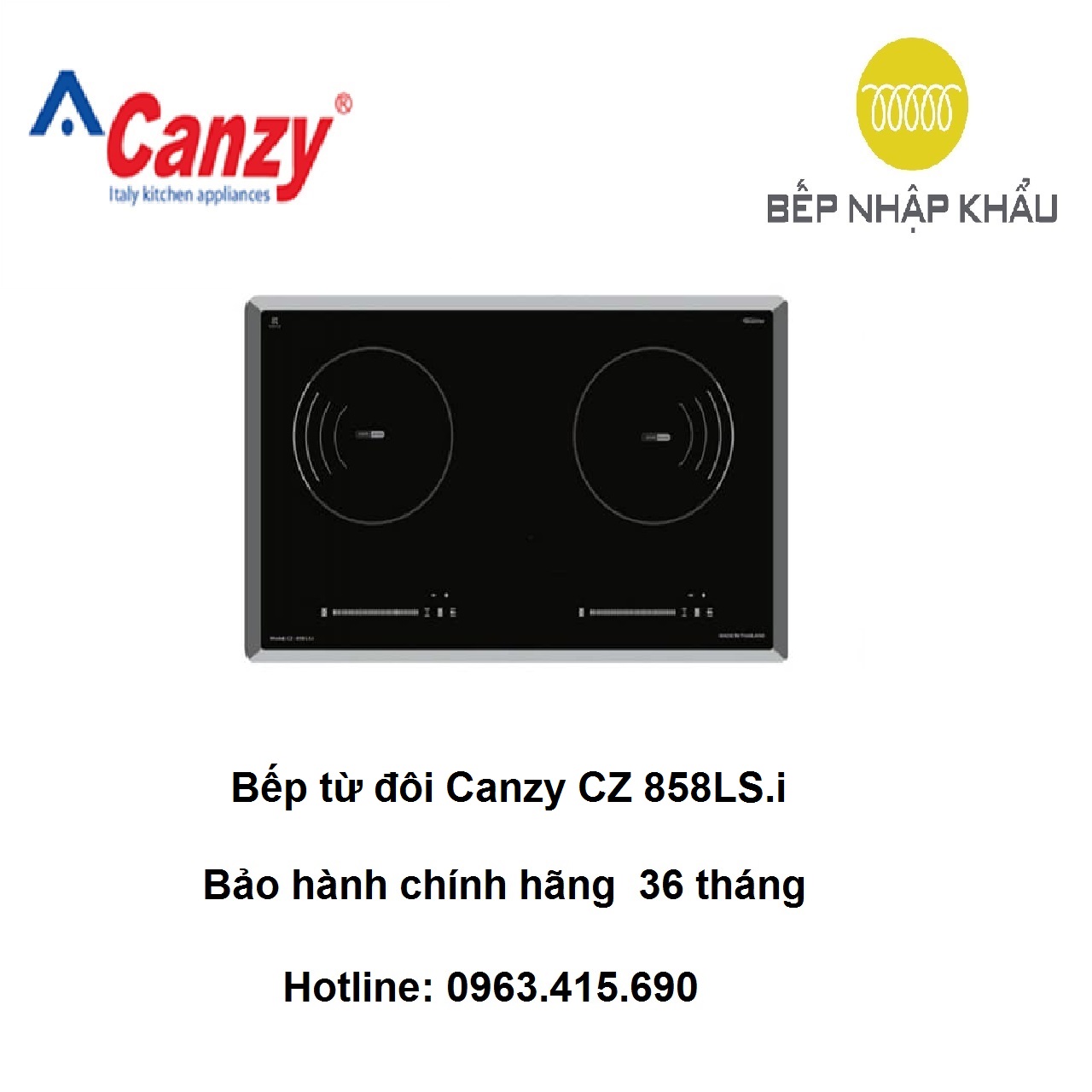 Bếp từ đôi canzy cz 858ls.i ✅nhập khẩu thái lan, ?inverter, 9 cấp độ điều chỉnh, bảng mạch, mâm từ châu âu