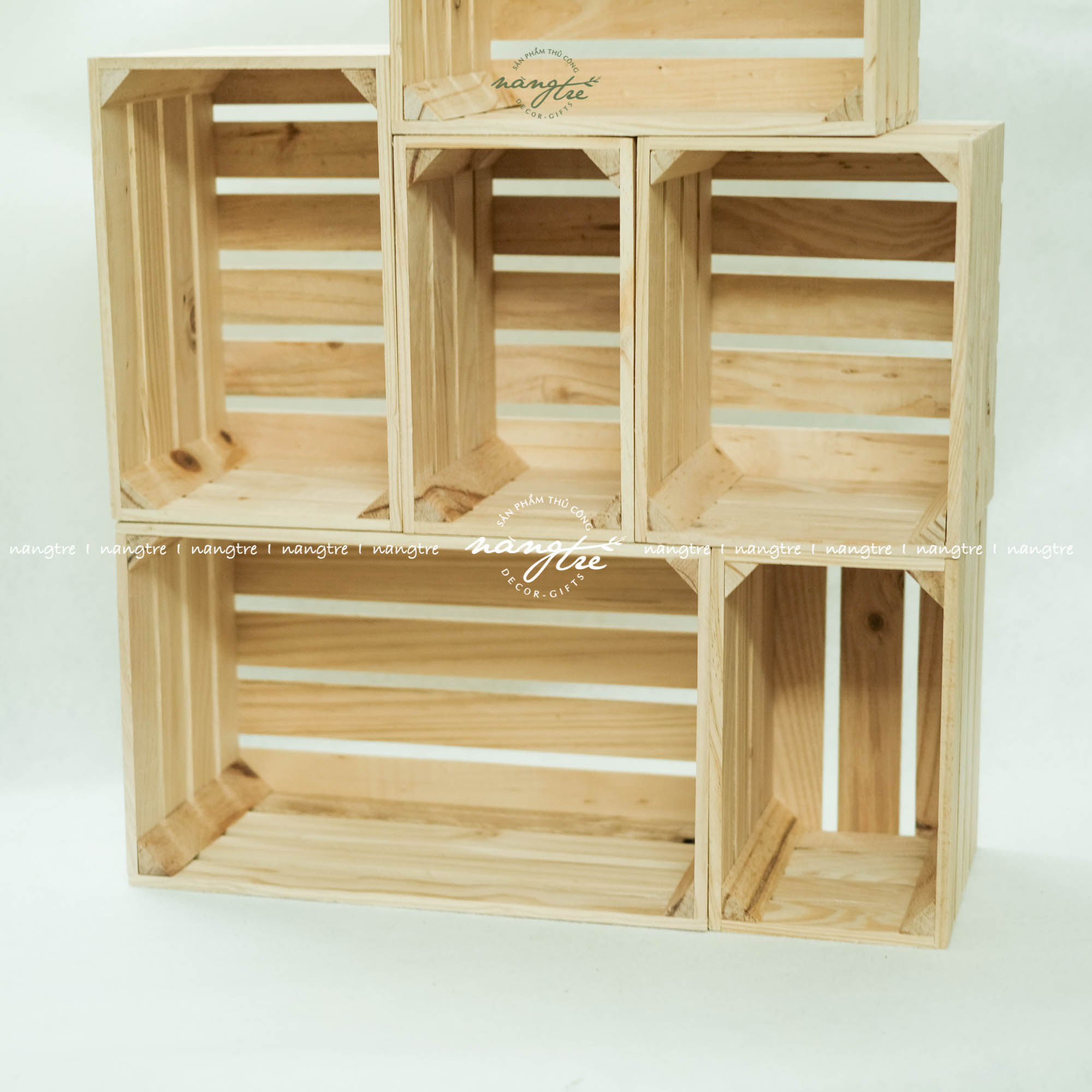 Thùng gỗ pallet chữ nhật, kệ gỗ pallet