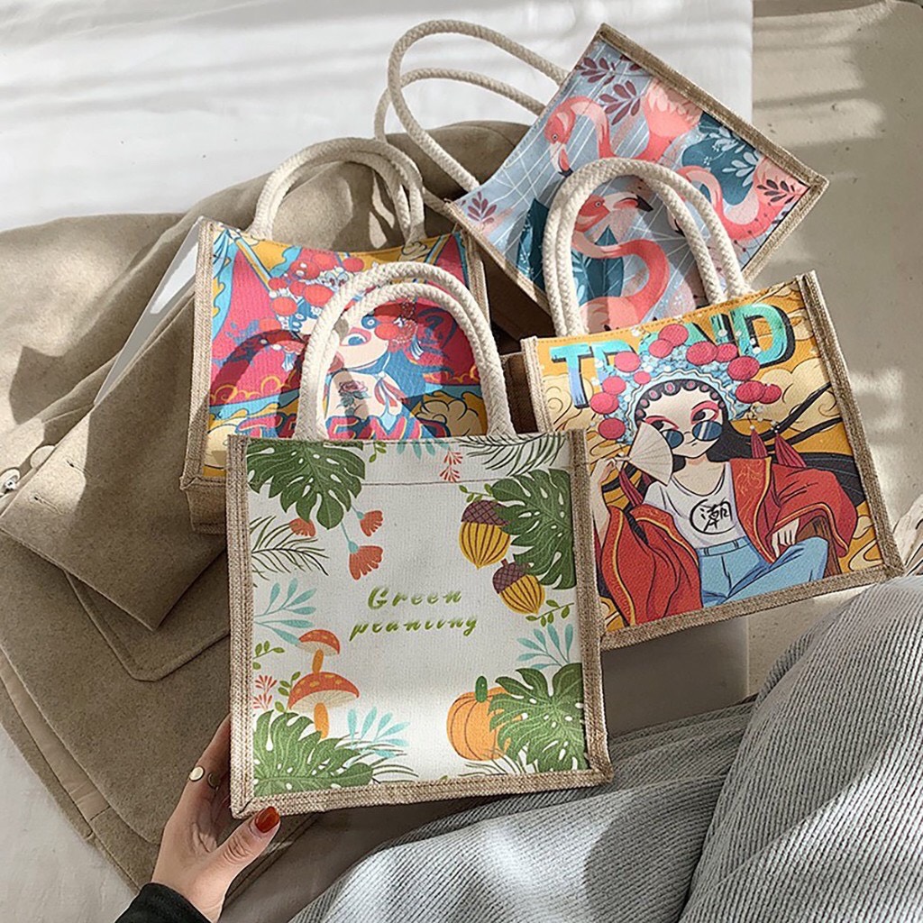 Túi cói túi tote mini đi biển nữ đẹp đi chơi thời trang dễ thương cute cá tính phong cách Vintage