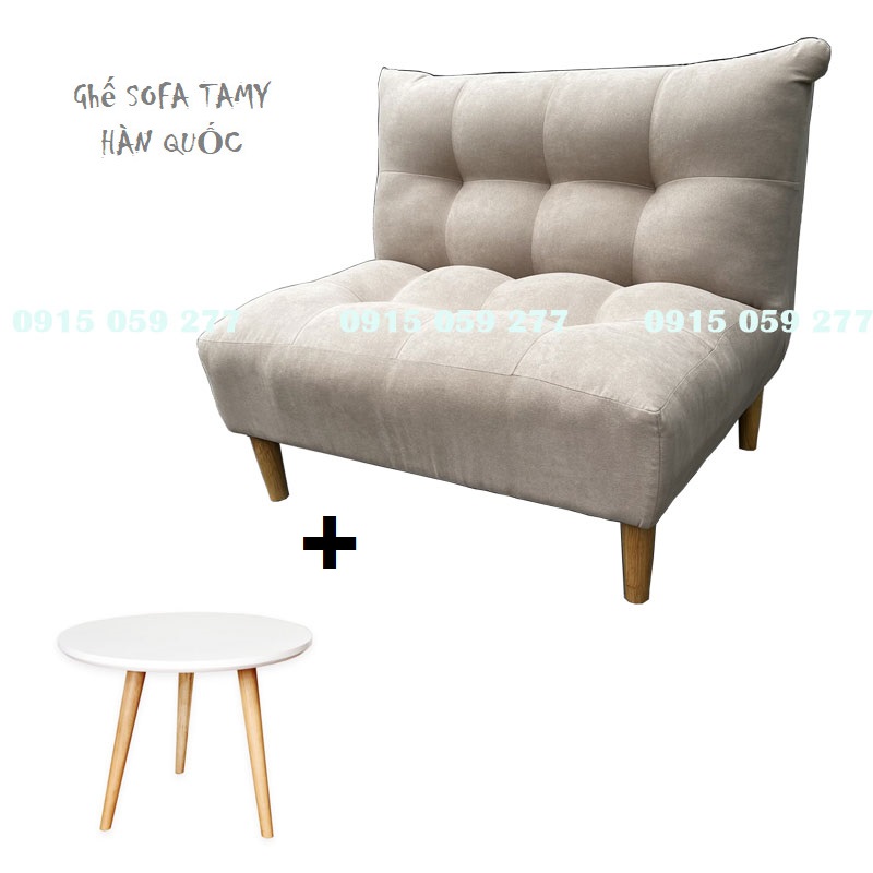 Ghế sofa Tamy - ghế ú 90cm màu kem chân gỗ bền đẹp giao hàng trên toàn quốc