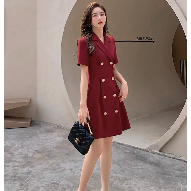 Đầm vest nút kem ms171
