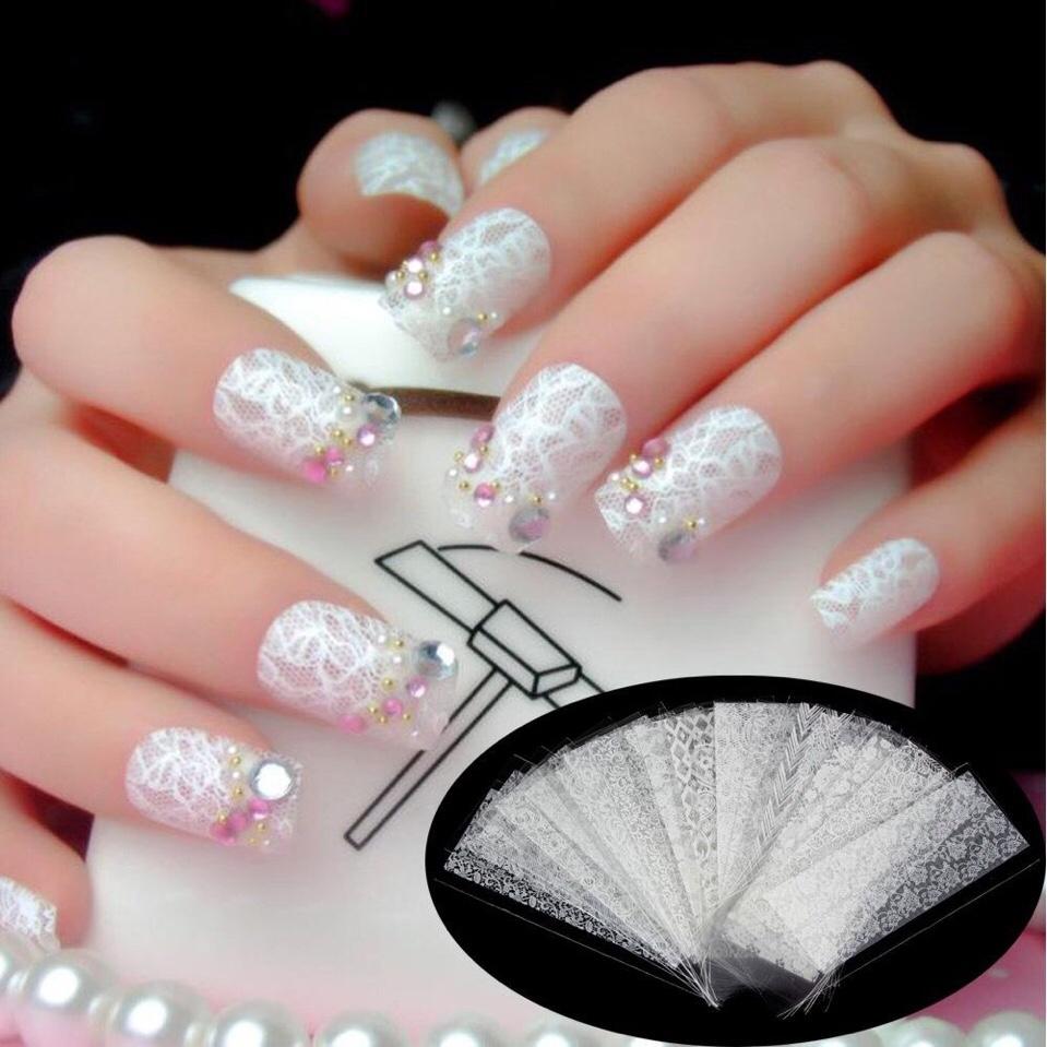 Set 20 tấm decal họa tiết ren dán móng nghệ thuật