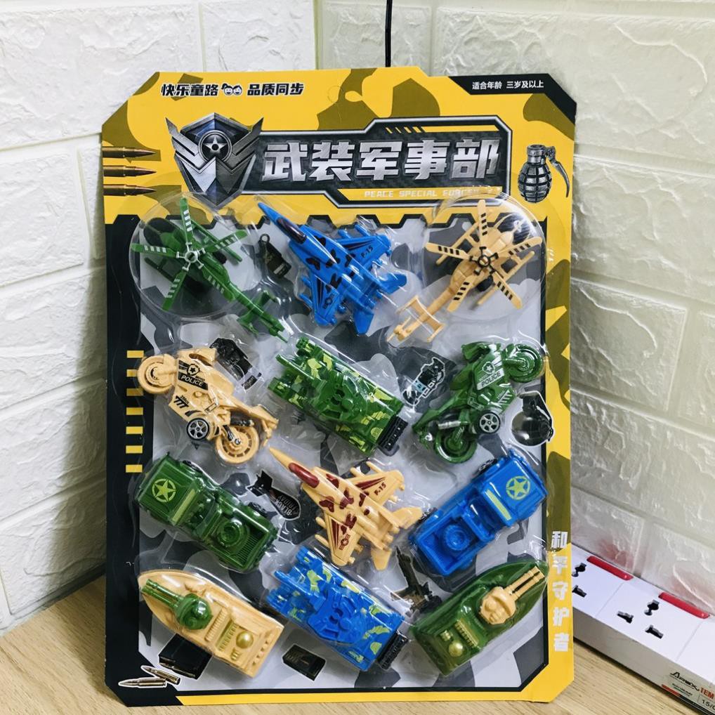 Vỉ mô hình 12 xe quân sự đồ chơi