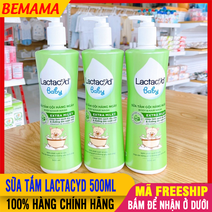 Sữa Tắm Gội Sơ Sinh Lactacyd Milky 500ml - Nhẹ Dịu, Chống Rôm Sảy Hiệu Quả, Không Kích Ứng Da Và Cay Mắt Bé - Sữa Tắm Gội Cho Trẻ Sơ Sinh, Sữa Tắm Gội Trẻ Em, Sữa Tắm Và Dầu Gội Bemama - Sữa Tắm Lactacyd 500ml - 8936123410162