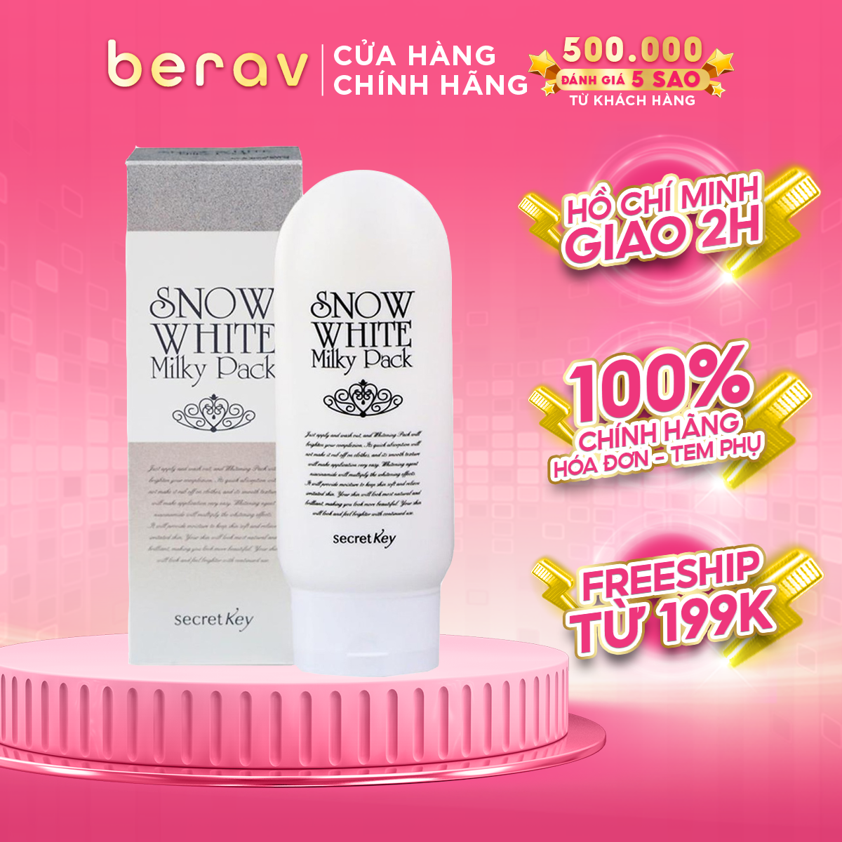 Kem Secret Key Dưỡng Trắng Da Mặt và Toàn Thân Snow White Milky Pack (200ml)