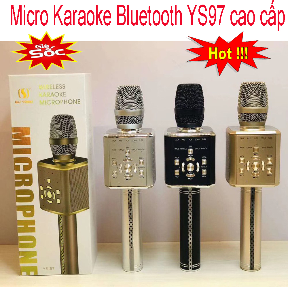 [HCM][Cực Phẩm 2020 ]Micro Bluetooth Hát Karaoke Không Dây YS-97 Đa Năng Nghe Nhạc Cực Hay Âm Bass Cực ĐỈnh Mic Bắt Giọng Rất Tốt Hỗ Trợ Kết Nối USB Thẻ Nhớ.