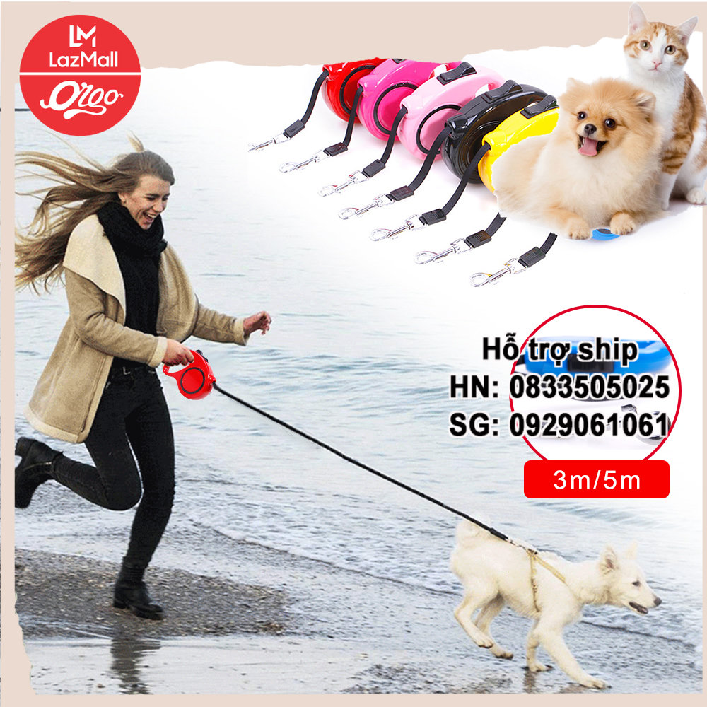 Orgo - – Dây dắt chó mèo- Dây dắt tự động co rút màu ngẫu nhiên dùng cho chó mèo dưới 20kg xích chó mèo