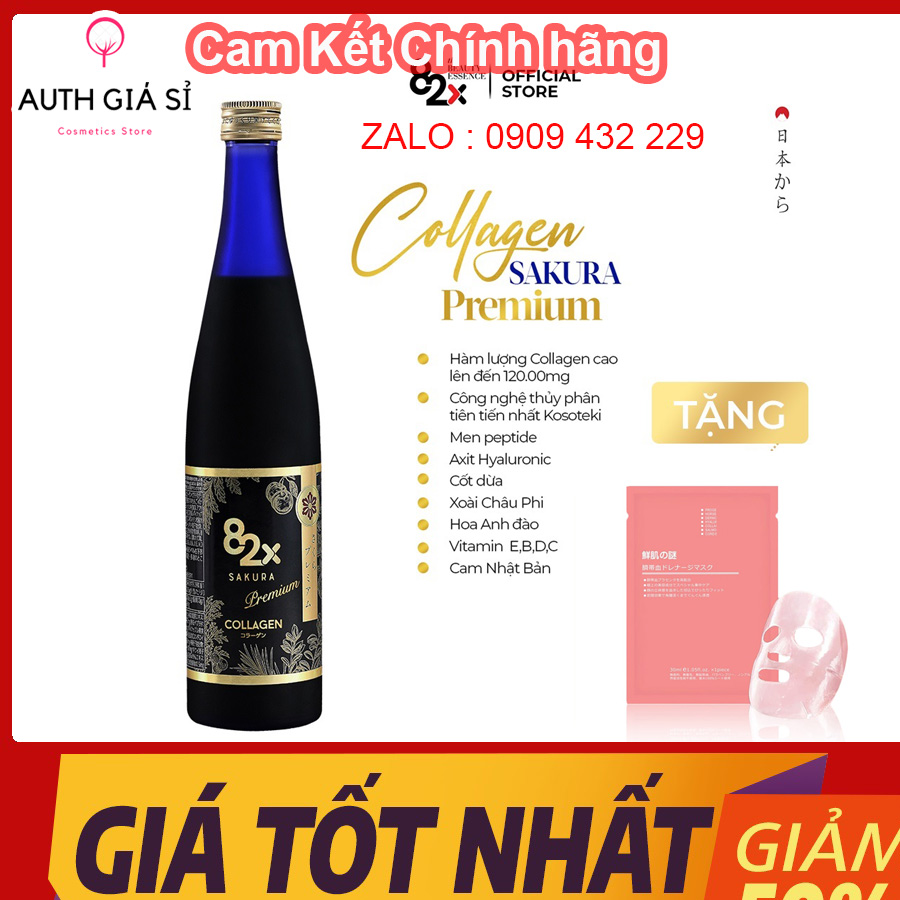 82X COLLAGEN SAKURA PREMIUM (DÒNG CAO CẤP) Dạng Nước 120.000mg Collagen Peptide, Nước Uống Đẹp Da Đến Từ Nhật Bản 500ml