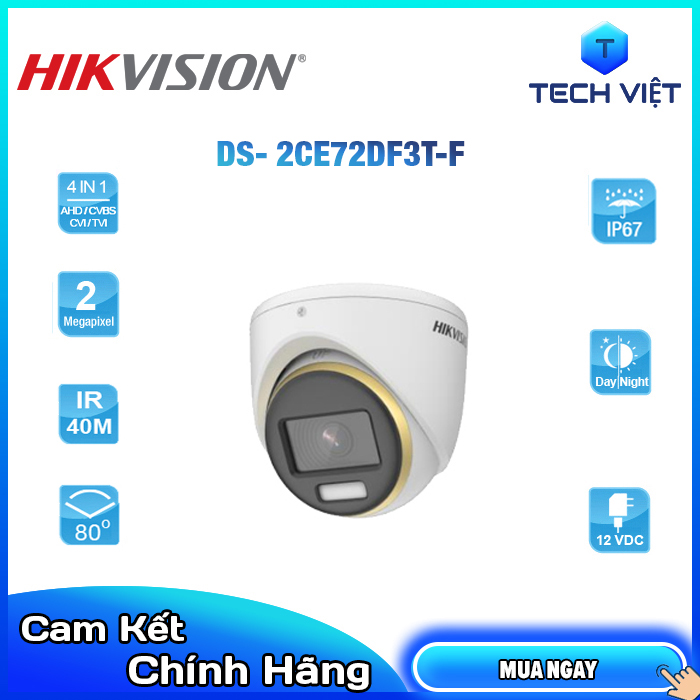 - camera hd-tvi ds-2ce72df3t-f 2.0mp - tech việt
