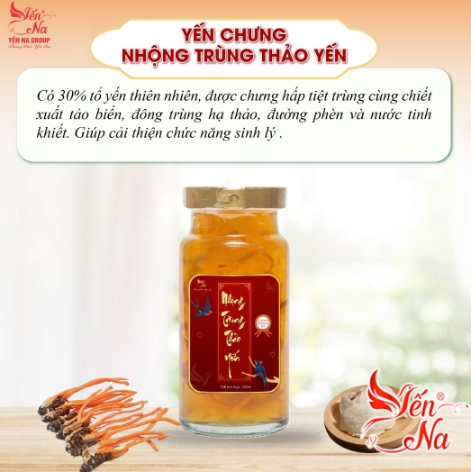 Yến sào, yến sào cao cấp, yến sào chưng sẵn đông trùng thảo yến 150 ml, mua 5 hũ + 1 phần quà.