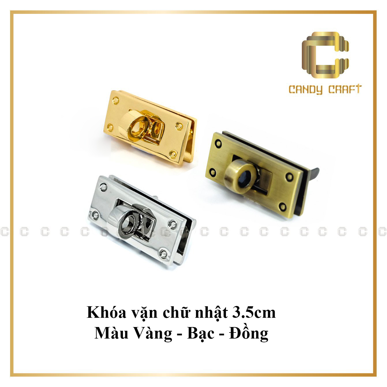 Khóa vặn chữ nhật - phụ kiện làm túi xách