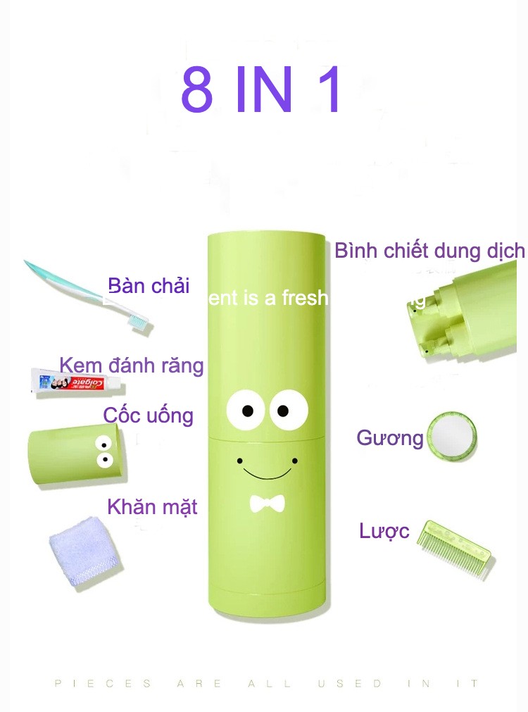 [HOT HOT 2020] Bình du lịch đa năng 8in1, bình chia mỹ phẩm du lịch 8 món, Bình chiết mỹ phẩm dầu gội đi du lịch kèm lược, gương, cốc nhỏ gọn đa năng - Shop nhà Bơ