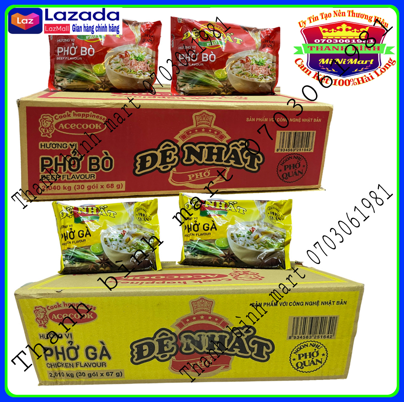 Thùng Phở Bò, Gà Đệ Nhất 30 gói x 68g