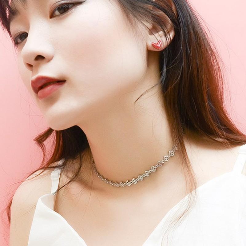 Dây chuyền choker hoa titan ko đen cao cấp tt 2184