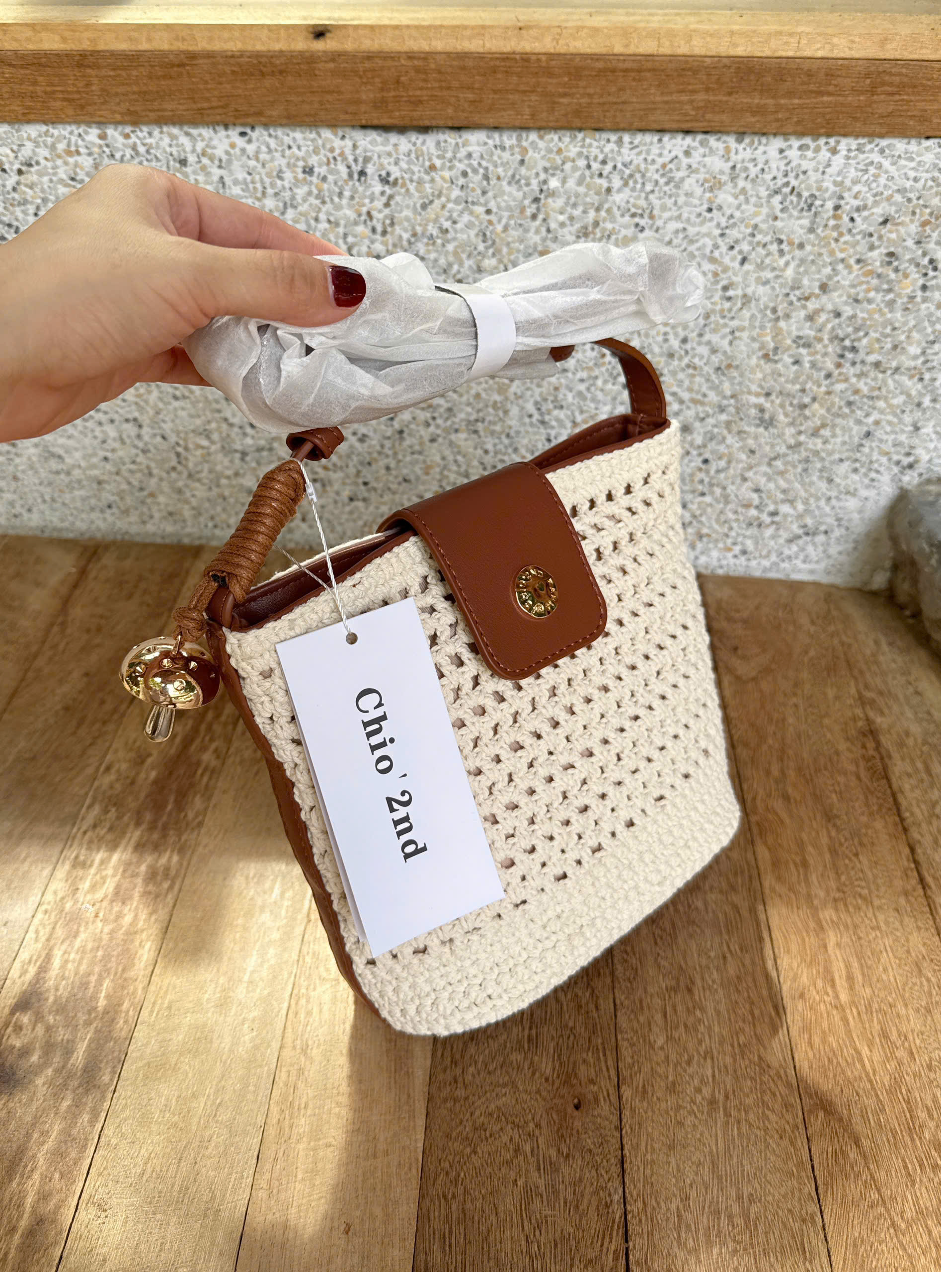 Túi nữ đeo chéo + đeo vai size 18 LEN ĐA SẮC NẮP NÚT nhỏ gọn siêu xinh