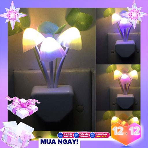 Đèn ngủ avatar hình nấm cảm ứng ánh sáng đổi màu procare