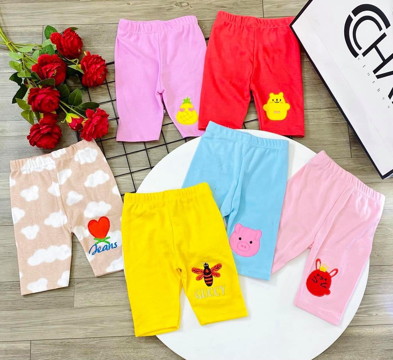 Quần Legging Lửng Thêu Nổi Siêu Đẹp Cho Bé Gái 6-17kg, Quần Ngố Cho Bé - SABOMART