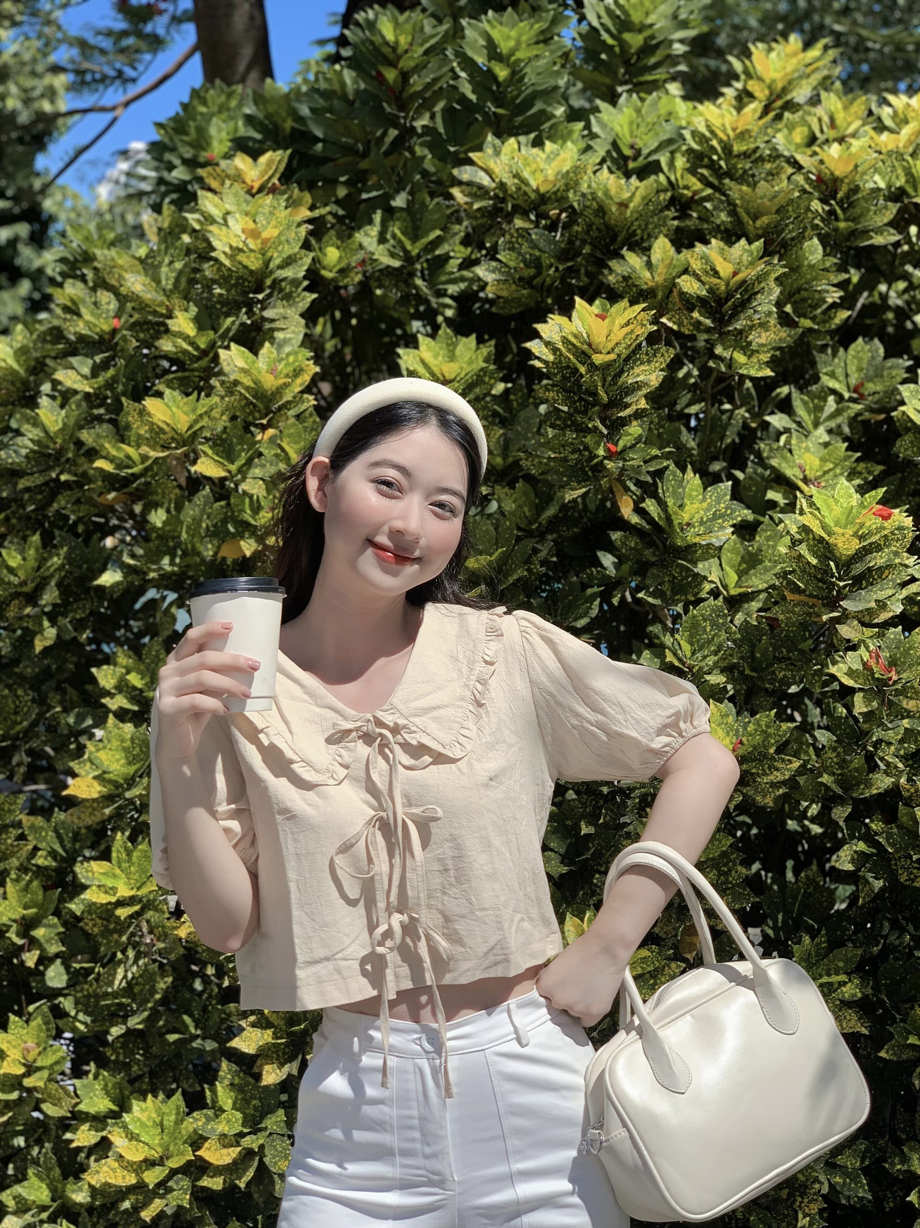 Áo kiểu form croprop cột nơ THE CIU - Orenda Shirt