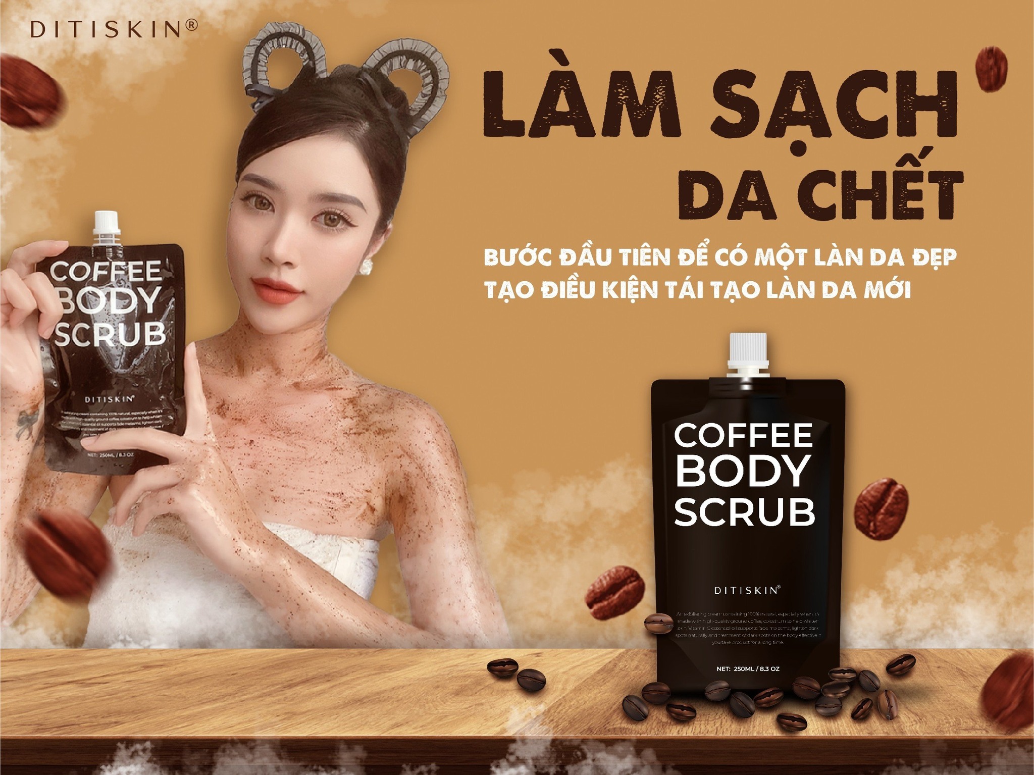 HOÀN TIỀN 20% - Sỉ TẨY TẾ BÀO CHẾT CÀ PHÊ SỮA NON DITISKIN 1kg