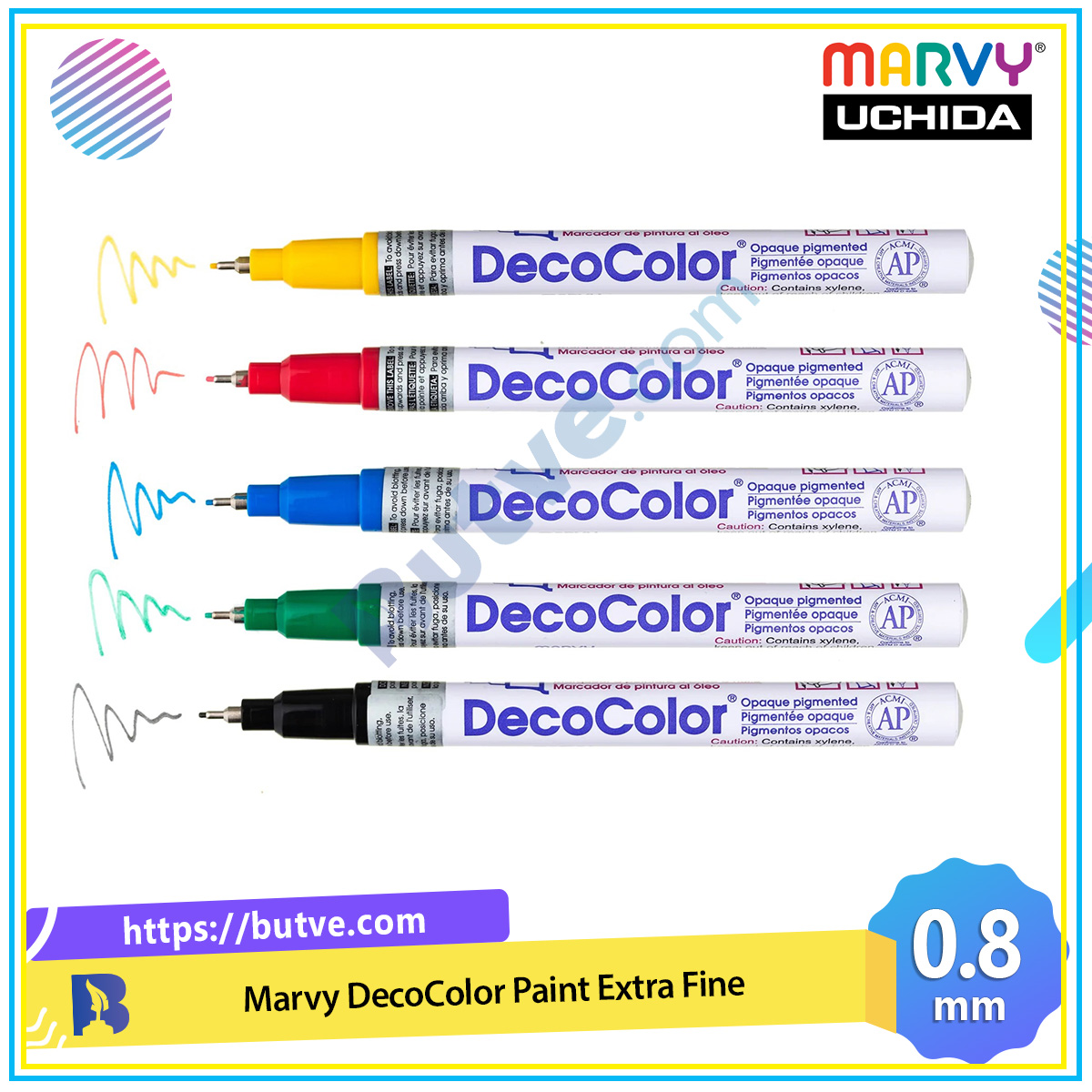 Bút sơn vẽ đa chất liệu không phai mờ Marvy Uchida DecoColor - Ngòi 0.8mm