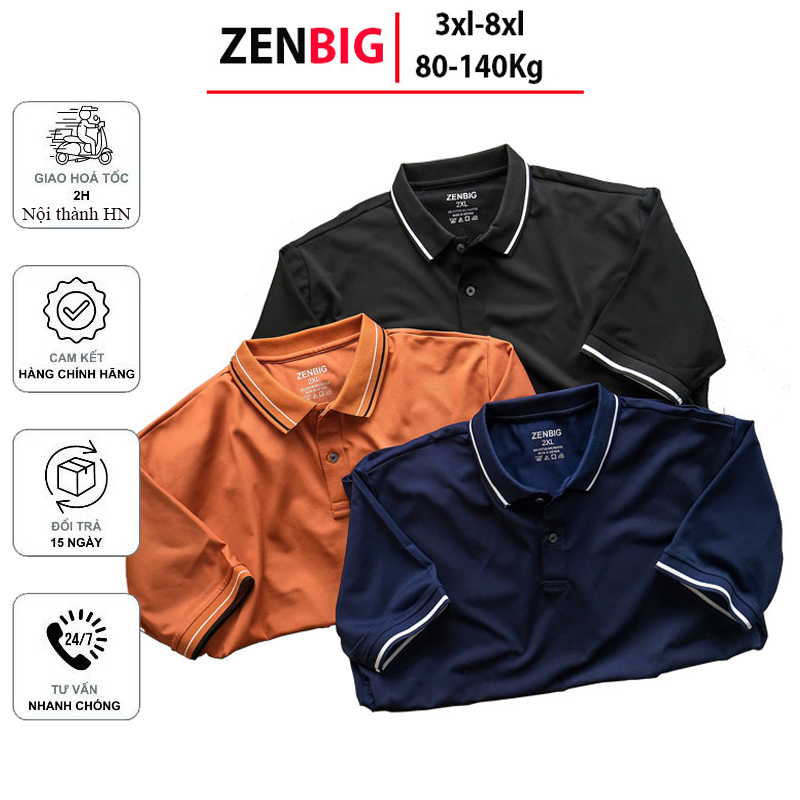 Áo thun nam bigsize có cổ - Áo phông nam big size 70-140kg dành cho người mập, người béo 80kg, 90kg, 100kg, 120kg, 130kg Zenbig men