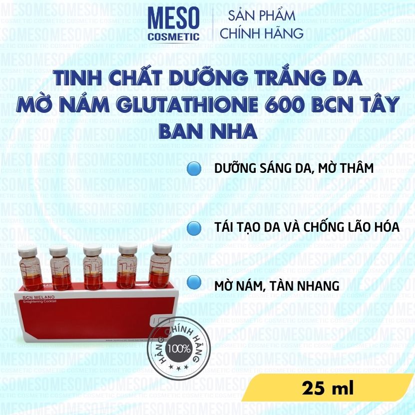 Tinh chất dưỡng trắng da mờ nám Glutathione 600 BCN Tây Ban Nha | Meso cosmetic