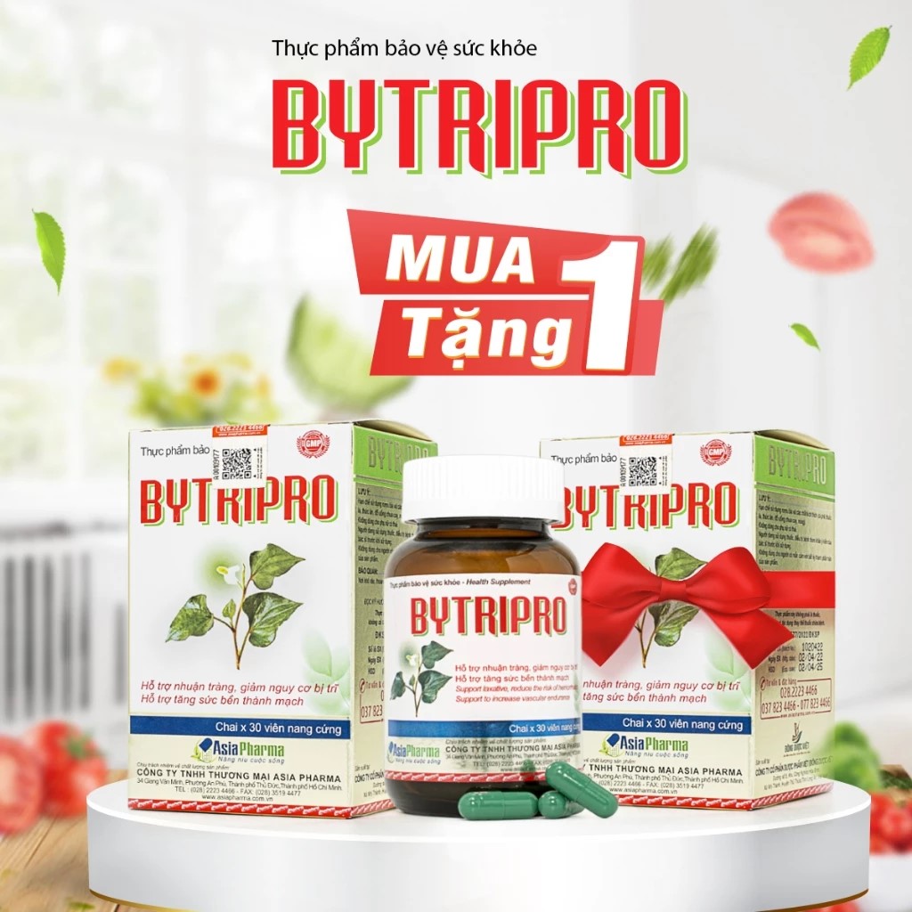 [MUA 1 TẶNG 1] Viên uống Bytripro lọ 30 viên hỗ trợ nhuận tràng giảm tiêu trĩ - ASIA PHARMA