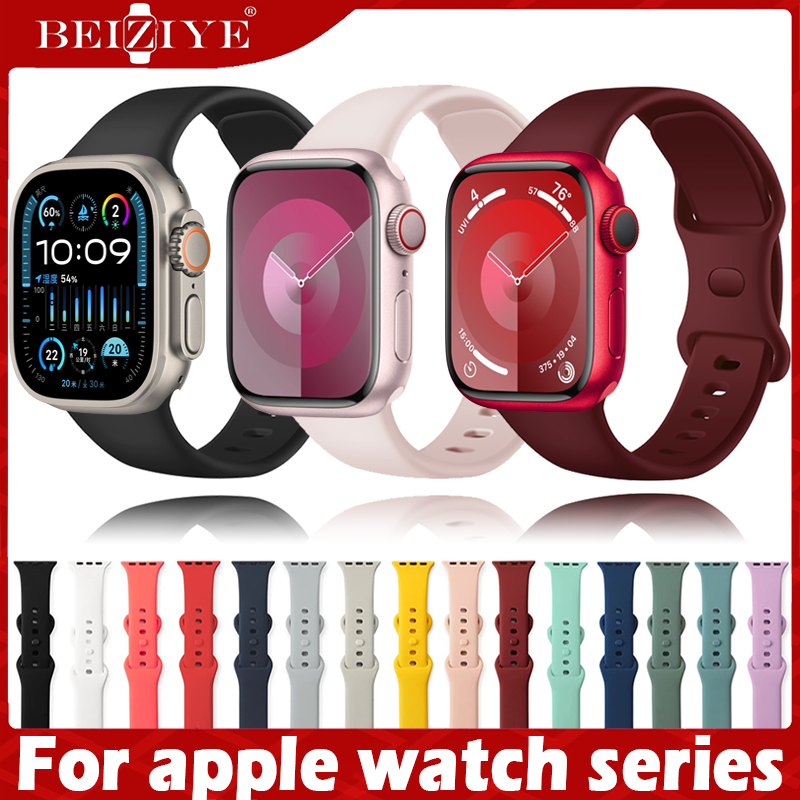 Dây đeo silicon cho dây đeo đồng hồ apple watch series 10 9 8 7 6 5 4 SE 41mm 45mm 44mm 42mm 46mm 40mm 38mm Dây đeo đồng hồ đeo tay thể thao Cho Apple watch ultra/ultra 2 49mm Phụ kiện dây đeo Apple