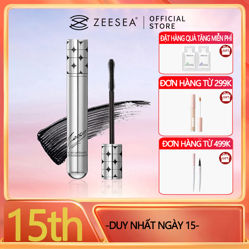 Zeesea Mascara Mascara không thấm nước bền lâu 36h Smudge-Proof kéo dài lông mi sợi điền quăn trang điểm mắt chống mồ hôi Đen