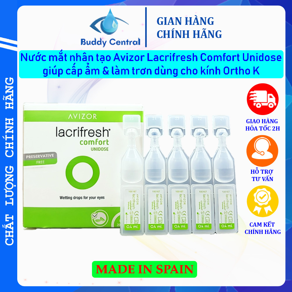 Nước mắt nhân tạo không chất bảo quản Avizor Lacrifresh Comfort Unidose dạng tuýp - Buddy Central