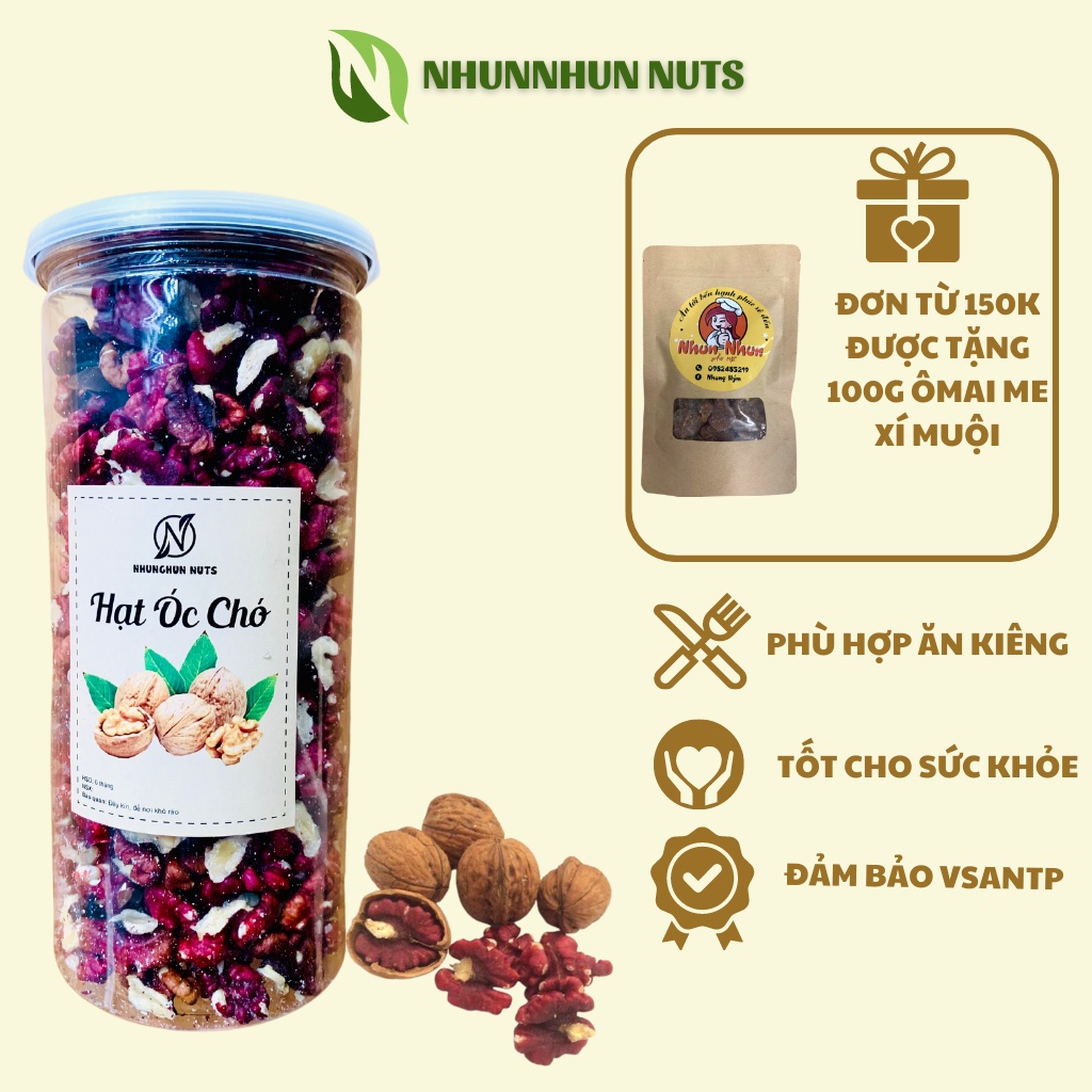 Hạt óc chó,nhân óc chó đỏ sấy khô NhunNhun Nuts giàu dinh dưỡng hũ 500gr