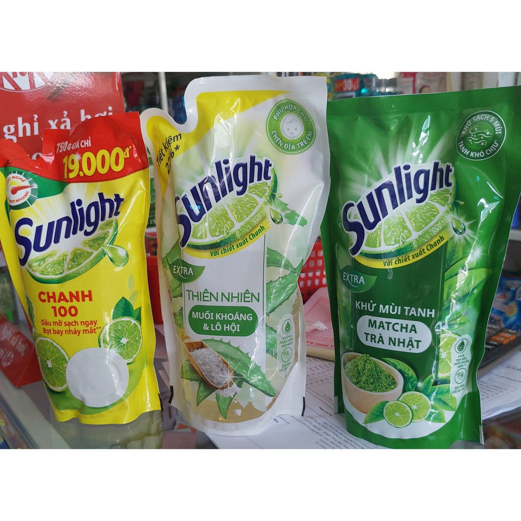 Túi nước rửa chén Sunlight Thiên nhiên 750g