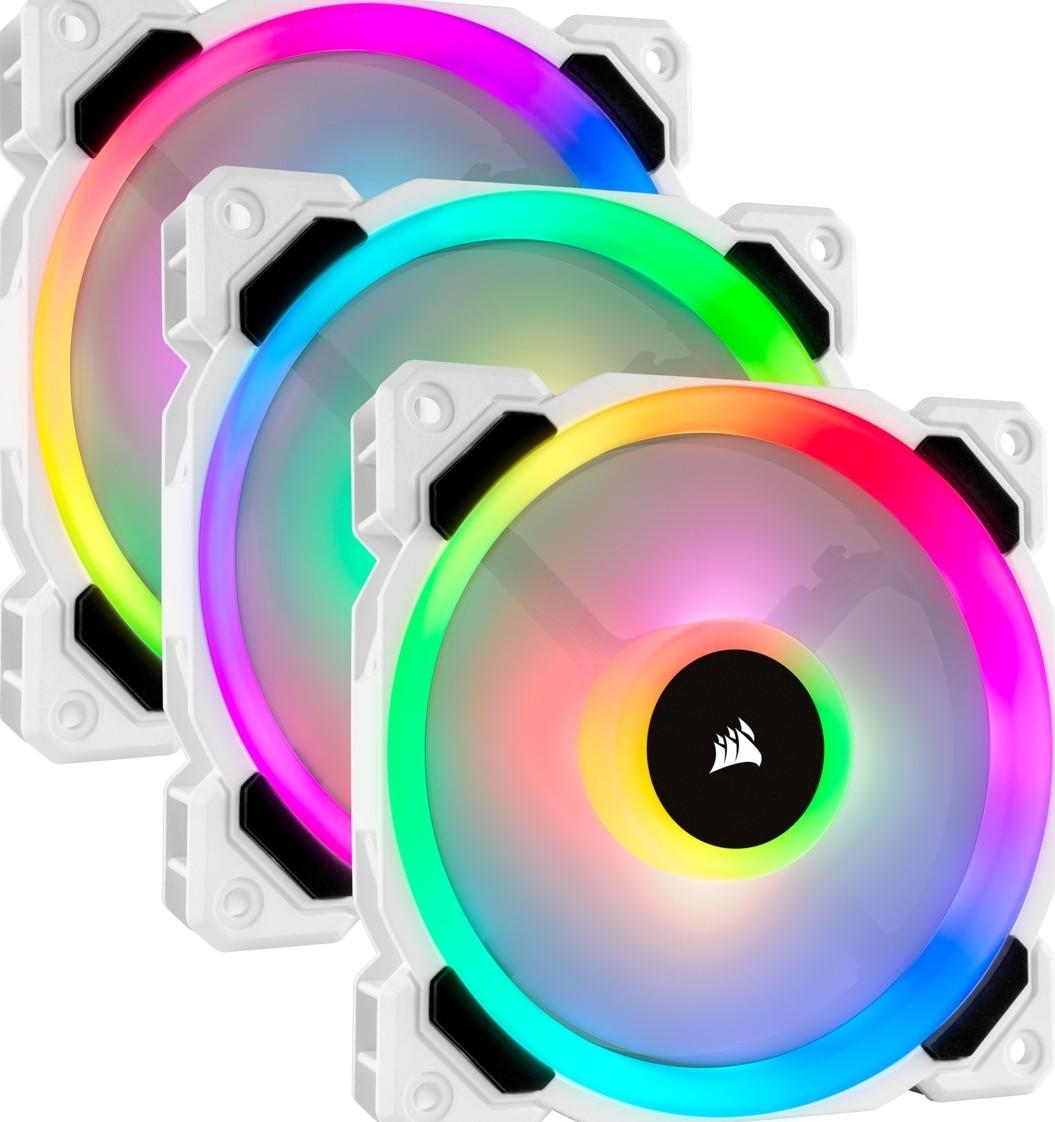 Fan case corsair ll120 rgb 120mm dual light loop rgb led 3 fan pack with lighting node pro - white