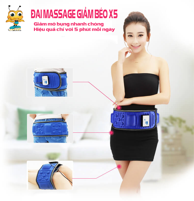 Đai Massage Giảm Mỡ Bụng, Đai Mát Xa Giảm Béo - Đai Masage Rung Giảm Mỡ Bụng X5 - Giúp Bụng Phẳng, Eo Thon, Giảm Mỡ Tích Tụ Trong Cơ Thể Một Cách Hiệu Quả.