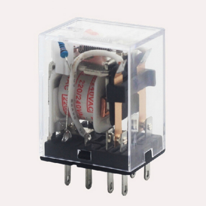 Relay kiếng MY2N-J, relay trung gian 8 chân dẹp nhỏ điện áp 12VDC, 24VDC, 220VAC dùng chân đế PYF08A