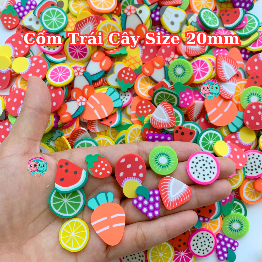 Set 10 lát cốm trái cây size 20mm trang trí slime, resin, diy thủ công, decor chụp hình